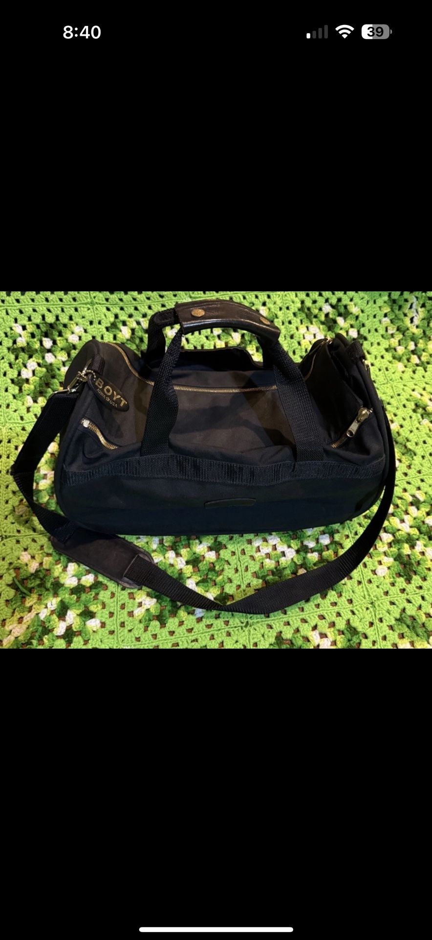 Boyt Harness Company Canvas Leather Duffle Bag Black Travel Overnight Luggage