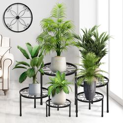 Set of 5 Rust Resistant Metal Flower Plant Stand for Outdoor Indoor New Condition
