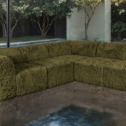 Brand New Olive Green Super Plush Compressed Foam Modular Sectional Sofa 