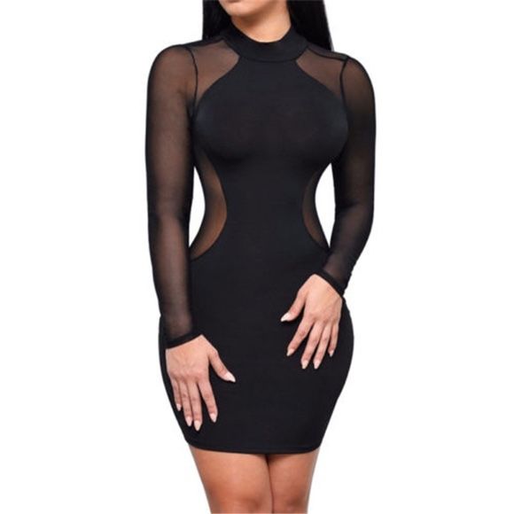 Black Knit backless Mini Dress