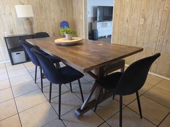 Farmhouse Wood Dining Table with 4 Chairs