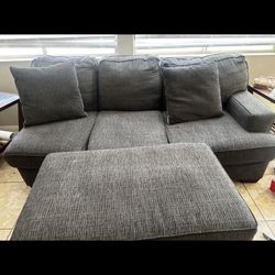 Couch With Oversized Ottoman -Grey 