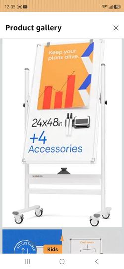 Kamelleo Rolling Dry Erase Board 24 x 48 - Large Portable Magnetic Whiteboard with Stand - Double Sided Easel Style Whiteboard with Wheels - Mobile St