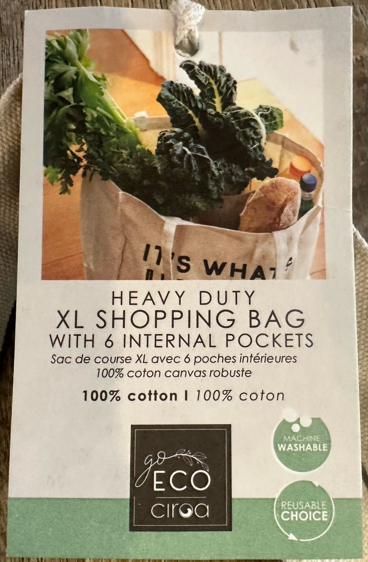 Eco Ciroa Heavy Duty XL Shopping Bag With 6 Inside Pockets, New