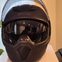 ICON Matt Black Motorcycle Helmet