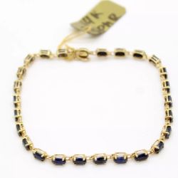 4.5 CARATS SAPPHIRE TENNIS BRACELET IN 14K YELLOW GOLD FANCY