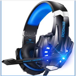 7.1 Surround Sound Noise Cancelling with Mic LED Light Soft Memory Earmuffs for PS4 PC Xbox One PS5 Controller for Nintendo Xbox Series X|S