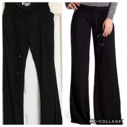 Maac London Wide Leg Pant - Banded waist with tie - Zip fly with double hook-and-bar closure - 2 side pockets - 2 back welt pockets - Wide leg - Ap