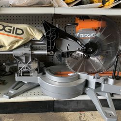 RIDGID 15 Amp Corded 12 in. Dual Bevel Sliding Miter Saw with 70 Deg. Miter Capacity and LED Cut Line Indicator