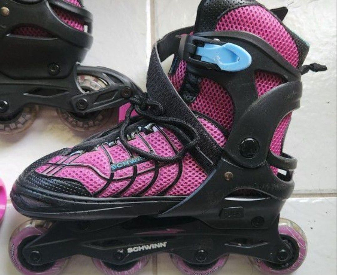Schwinn Girls 2-in-1 Quad and Inline Roller Skate with Adjustable Size 5-8 