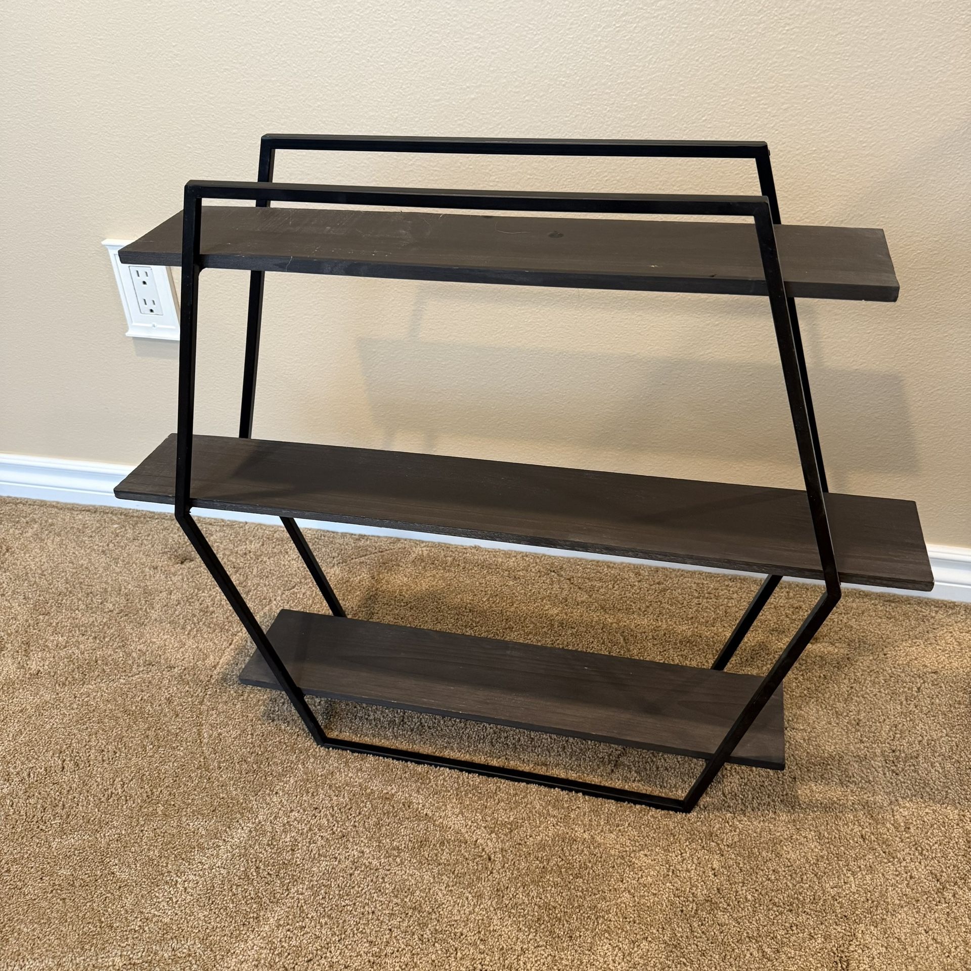 Hexagon Black 3 Tier Wall Shelf