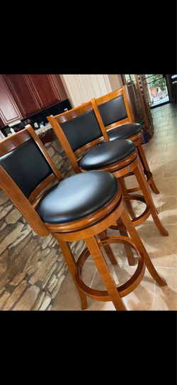 Solid Wood Swivel Bar Stools (Set of 3)