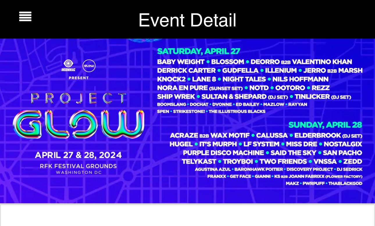 2024 Project Glow festival DC tickets 