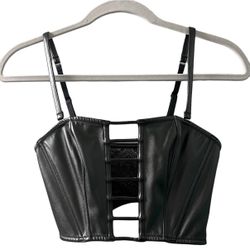 Victoria’S Secret Iconic Faux Leather Crop Top New