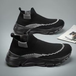 Black Knit Slip-On Sock Sneakers