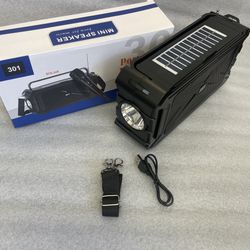 301 Portable Bluetooth Speaker with Solar Charge,Wireless Speaker Audio with Outdoor Emergency Flashlight