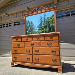 RARE FIND! *Solid Maple Vintage Dresser with Mirror* 