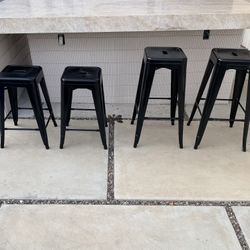 Modern Black Metal Bar Stools – 2 Sets Of Stools (Priced As 1 Set)