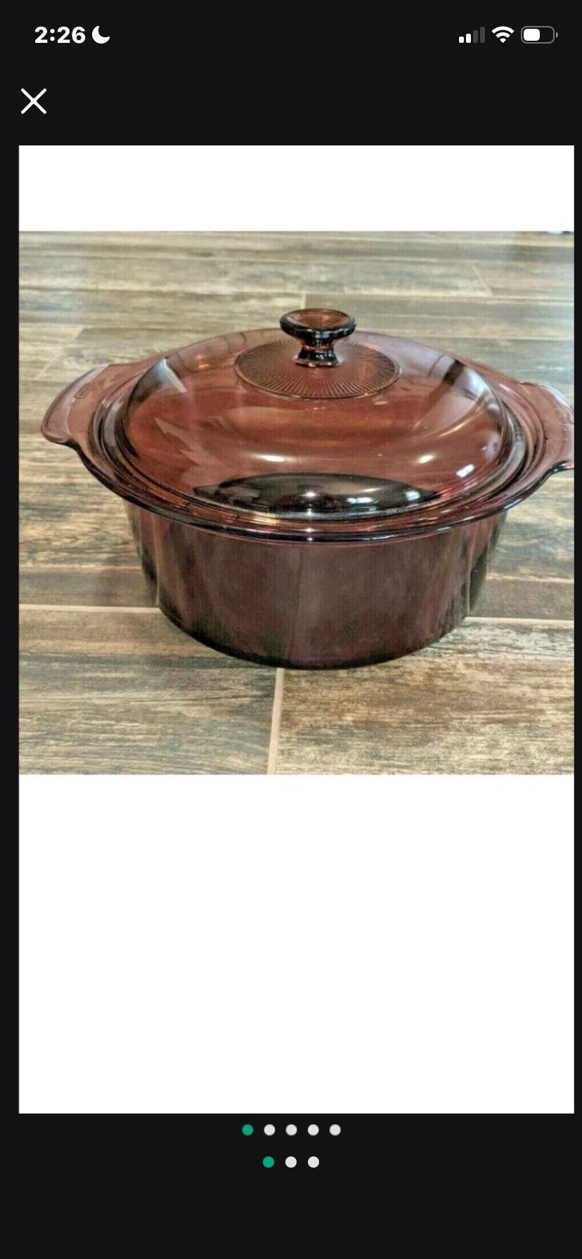 Corning Ware VISIONS 5L Cranberry Dutch Oven Casserole Stock Pot Serving Lid 5QT