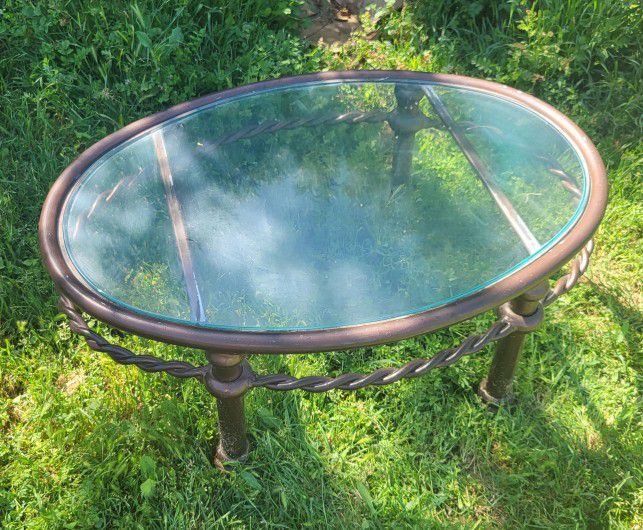 Glass Oval Coffee Table 