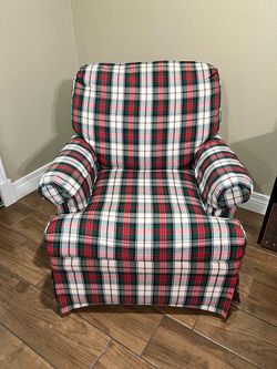 Plaid Upholstered Armchair