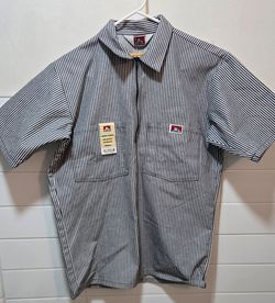 Ben Davis Stripe Half Zip Short Sleeve Shirt - Black Stripe - Size S (NWT)