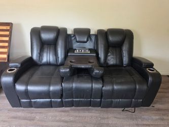 Black Leather Love Seat