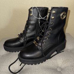 GBG Los Angeles women's black lace-up combat boots