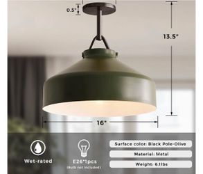 Henry Pendant Light in 28 Bronze with a Pole-Olive finish $150 Brand new 3pcs available