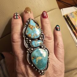 Custom Made Sterling Silver  Genuine Turquoise Ri G