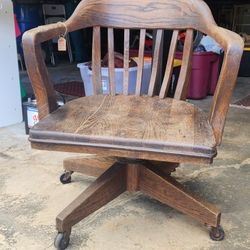 Vintage Wooden Rolling Office Chair
