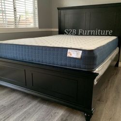 Queen Black Alina Bed With Ortho Mattress Included 