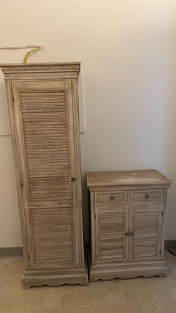 Matching Rustic Storage Cabinets – Tall Linen Cabinet & Accent Cabinet