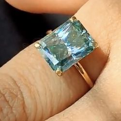 Blue green Sapphire Ring