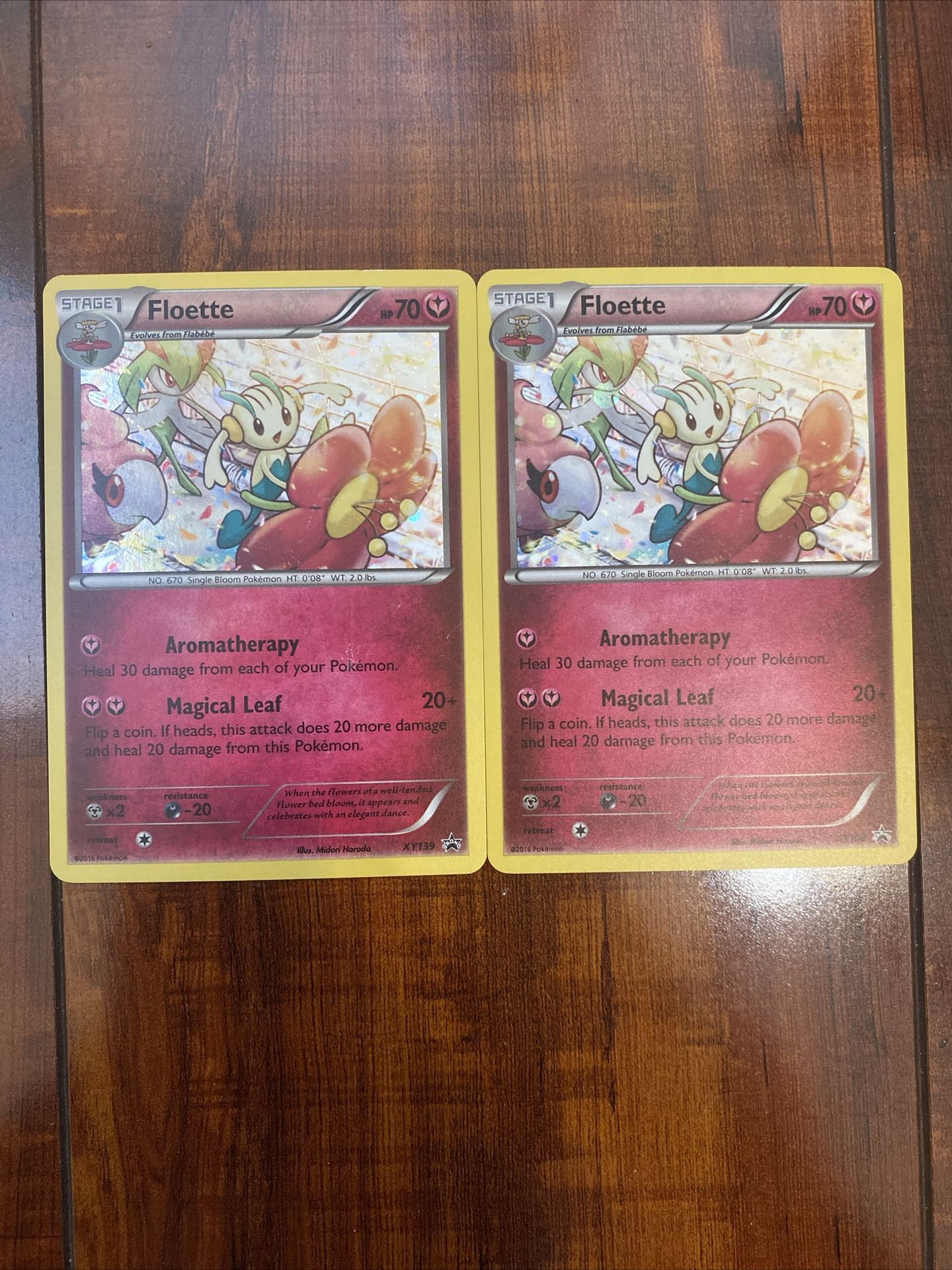 Pokemon 2016 Floette XY139 Black Star Holo Promo Lot of 2 Damaged