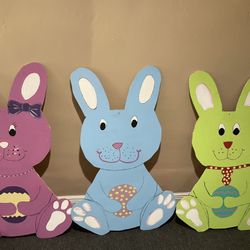 Easter Bunnies Wood Cut Outs 