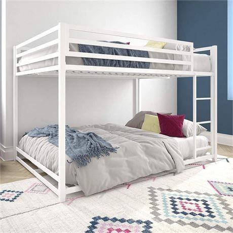 FULL OVER FULL SIZE DHP Miles Metal Bunk Bed, White
