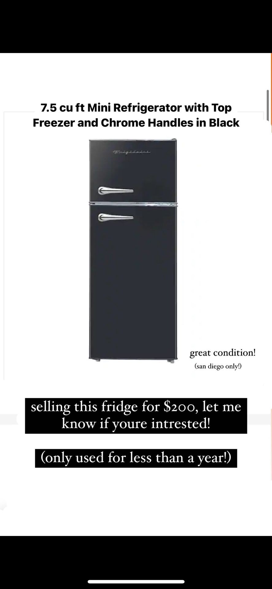 7.5 cut Mini Refrigerator with Top Freezer