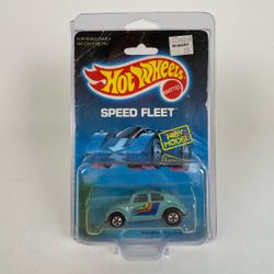 Hot Wheels VW Bug #7671 Rare Tampo Blue Orange Yellow Speed Fleet Protecto Pak