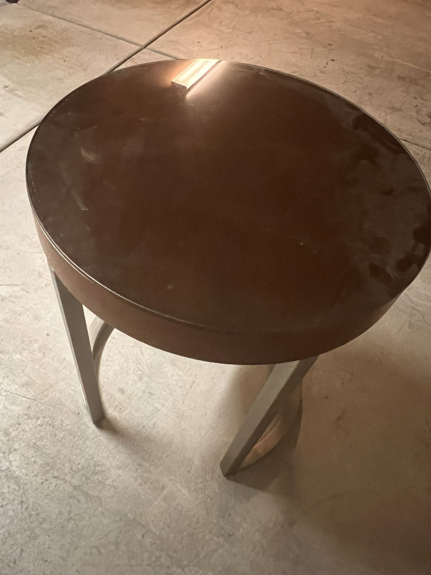 Two Oversized Brown End Tables With Glass Top