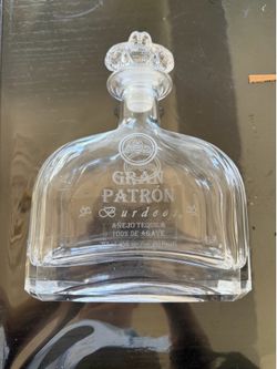 Empty bottle of Limited Edition Gran Patron Burdeos Tequila Crystal Bottle Solid