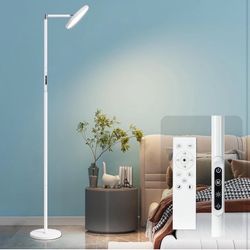 Modern Eye-Care LED Floor Lamp,72" White Standing Lamps with Remote & Touch 