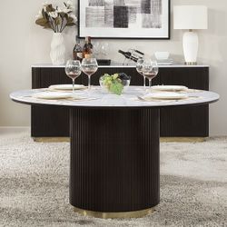 Round Dining Table 52” White Marble Top - Free Delivery ✅ Arhaus Dining Table DUPE