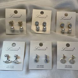 Elegant CZ Earrings Set – Brand New – $10 Each or $50 for All