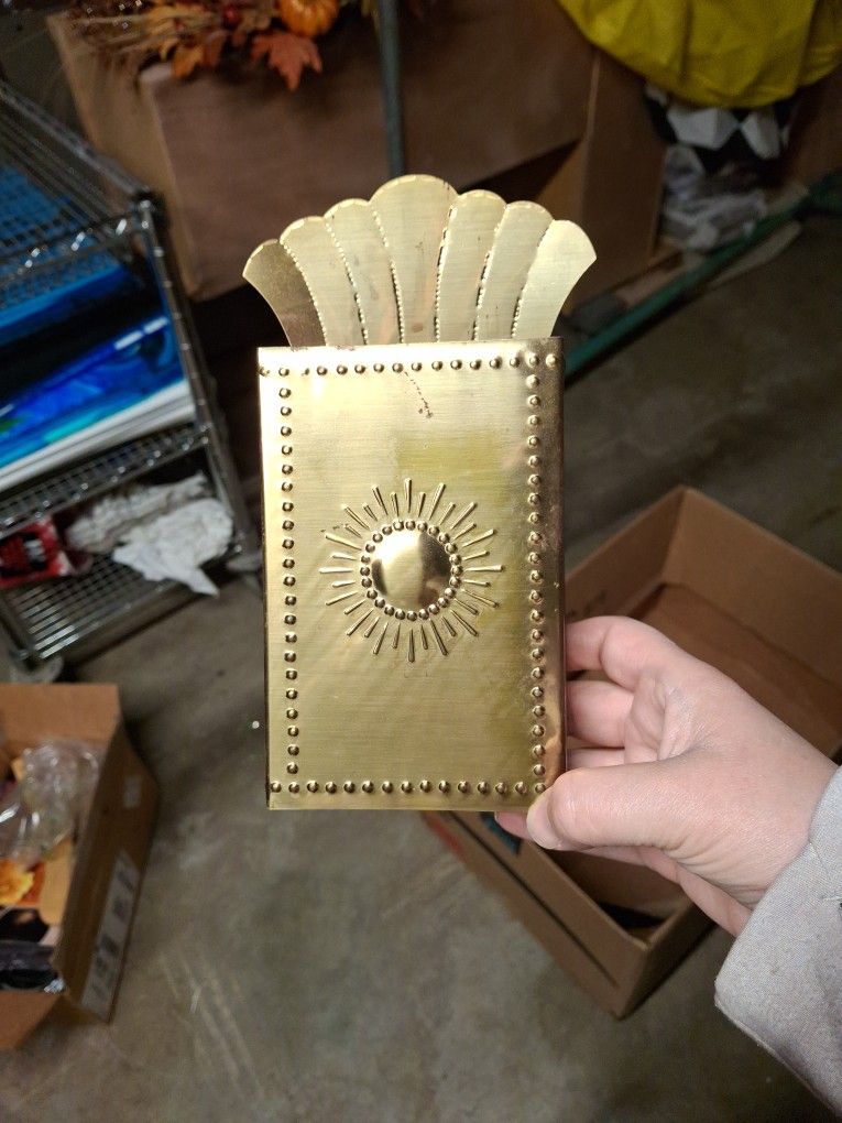 Vintage Brass Fire Place Match Holder