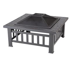 Fire Pit Stonemont Wood Burning Lightweight Portable Outdoor Firepit Backyard Fireplace for Camping Bonfire Included Screen Lift Tool - Square - Black
