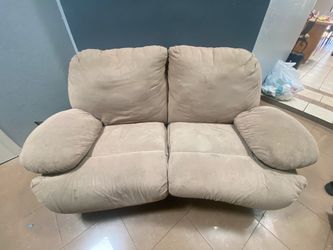 Beige Microfiber Loveseat Sofa