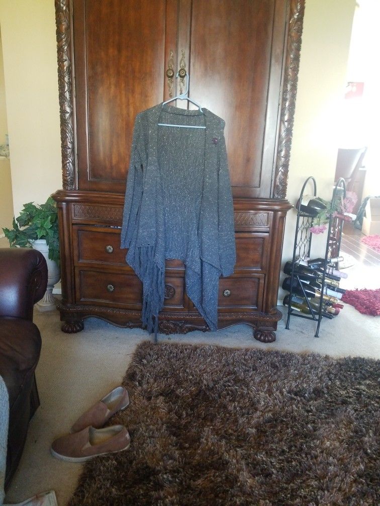 Gray Women Swrater Shawl