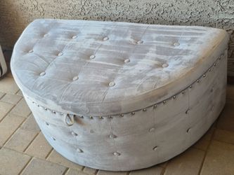 Gray color half moon ottoman with storage,  in good condition