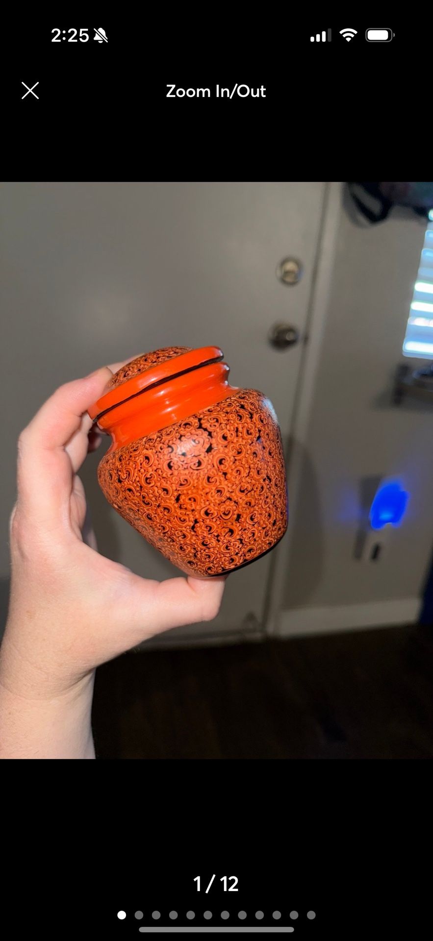 lacquered wood jar with lid